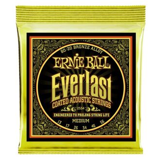 Ernie Ball 2554 Everlast Medium Coated 80/20 Bronze Acoustic Guitar Strings 13-56 Gauge
