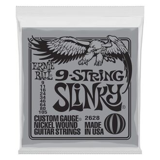 Ernie Ball 2628 Slinky 9-String Nickel Wound Electric Guitar Strings 9-105 Gauge