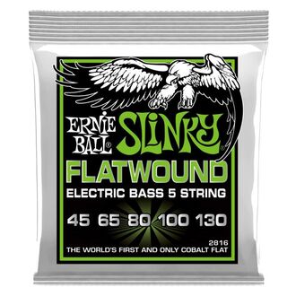 Ernie Ball 2816 Regular Slinky 5-String Flatwound Electric Bass Strings 45-130 Gauge