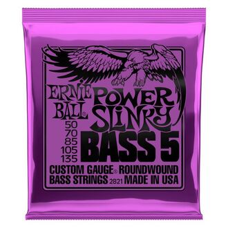Ernie Ball 2821 Power Slinky 5-String Nickel Wound Electric Bass Strings 50-135 Gauge