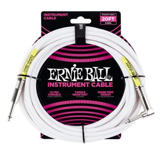 Ernie Ball 6047 20' Straight/Angle Instrument Cable - White