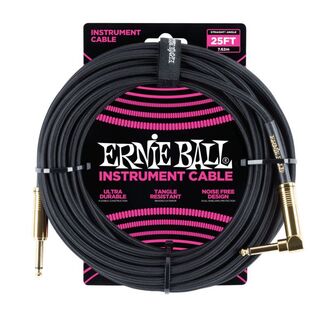 Ernie Ball 6058 25' Straight/Angle Braided Instrument Cable - Black