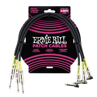 Ernie Ball 6076 1.5' Straight/Angle Patch Cable 3-Pack - Black