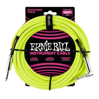 Ernie Ball 3 Meters Braided Straight / Angle Inst Cable, Neon Yellow