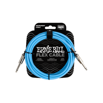 Ernie Ball Flex Instrument Cable 10ft, Blue Straigtht/Straight