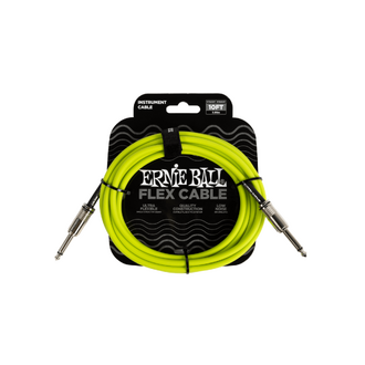 Ernie Ball Flex Instrument Cable 10ft, Green Straigtht/Straight
