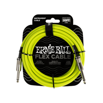 Ernie Ball Flex Instrument Cable 20ft, Green Straigtht/Straight