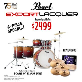 Pearl Export Lacquer 22" Fusion Plus 6-piece SPECIAL - Ember Dawn