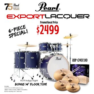 Pearl Export Lacquer 22" Fusion Plus 6-piece SPECIAL - Indigo Night