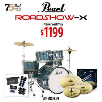 Pearl Roadshow-X 20" Fusion 5-pc Drum Package - Aqua Blue Glitter