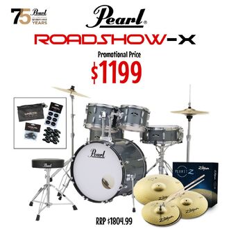 Pearl Roadshow-X 20" Fusion 5-pc Drum Package - Charcoal Metallic