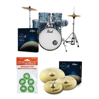 Pearl Roadshow X Evolve 22" Fusion 5 Piece Drum Package - Aqua Blue Glitter