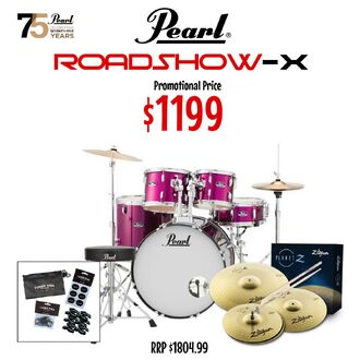 Pearl Roadshow-X 22" Fusion 5-pc Drum Package - Pink Metallic