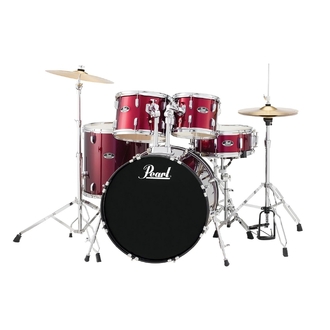 Pearl Roadshow 22" 5-Pcs Fusion Plus Drum Kit W/Hardware And Cymbals  Red Wine