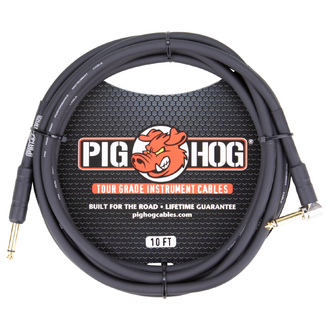 Pig Hog 10ft 1/4 - 1/4 Right angle 8mm Instrument Cable