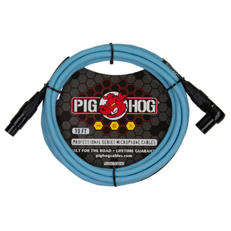 Pig Hog Hex Series Right Angle Mic Cable 10ft - Daphne Blue