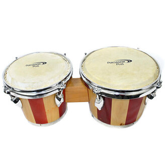 Percussion Plus 6 & 7" Wooden Bongos in 2-Tone Gloss Natural