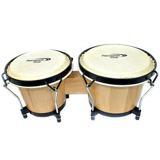 Percussion Plus 6 & 6-3/4" Wooden Bongos in Gloss Natural