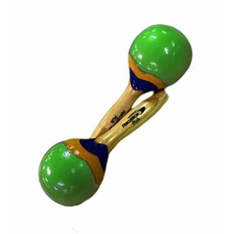 Percussion Plus Wooden Mini Maracas Green & Patterned