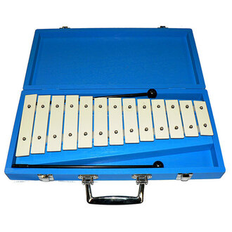 Percussion Plus 13-Note Glockenspiel w/Blue Wooden Case