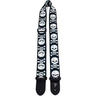 Perris PS1256 2" Polyester "Skull & Cross Bones" Guitar Strap With Leather Ends