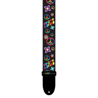Perris PS6797 2" Hippy Collection Peace Guitar Strap with Black Leather Ends