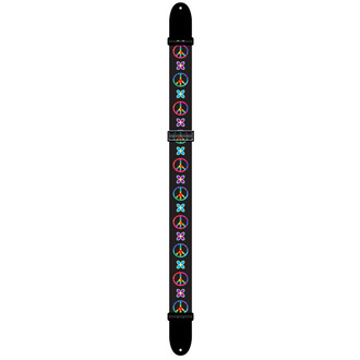 Perris PS6798 2" Hippy Collection Peace Symbols Guitar Strap with Black Leather Ends