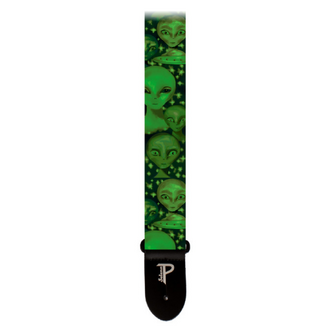 Perris PS7215 2" Polyester "Green Aliens" Guitar Strap With Leather Ends