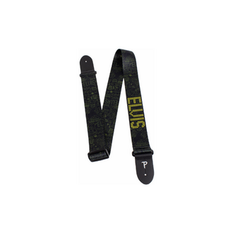Perris PS8195 2" Polyester "Elvis Presley" Gold Silhouette Graphics On Black Licensed Guitar Strap