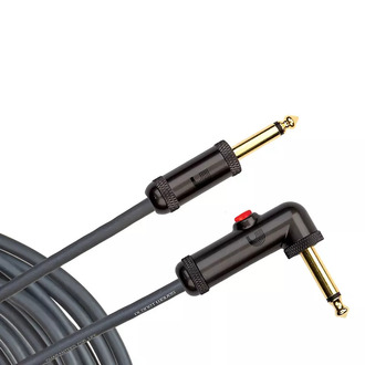10' Circuit Breaker Instrument Cable with Latching Cut-Off Switch, Right Angle Plug, by D'Addario