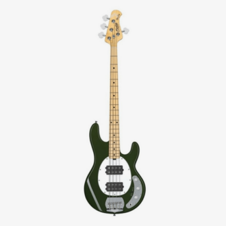 Stingray Bass Guitar Style Active 2 Band Eq Double Humbucking Pup Maple Fb Olive