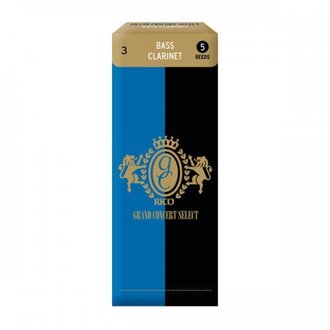 Rico Grand Concert Select Bass Clarinet Reeds, Strength 3.0, 5-pack