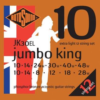 Rotosound JK30EL Jumbo King 12-String Phosphor Bronze Guitar Strings Set 10-48