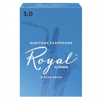 Rico Royal Baritone Sax Reeds, Strength 3.0, 10-pack