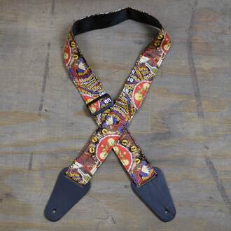 Colonial Leathe Aboriginal Art Rag Guitar Strap - Beetles