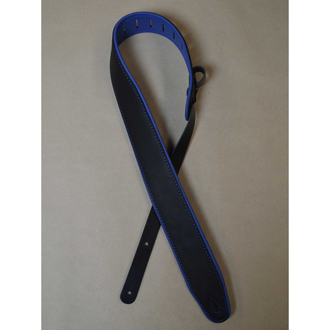 Colonial Leather Padded Upholstery Leather Guitar Strap Black &amp; Blue
