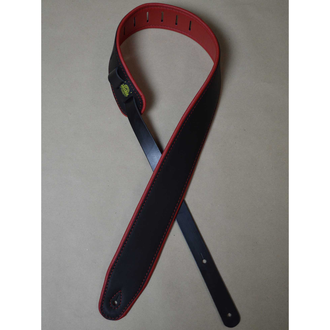 Colonial Leather Padded Upholstery Leather Guitar Strap Black &amp; Red