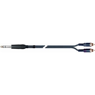 QuikLok 6.5mm Straight Stereo Jack to 2x RCA Jacks 3m Cable