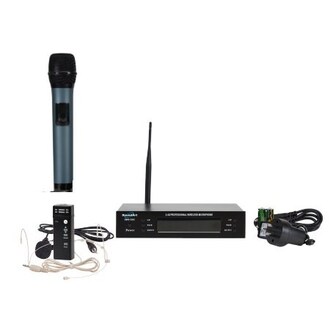 SoundArt SWS-GH2-MBP 2.4 Ghz Digital Dual CH Wireless System Including 1 x Headset/Lapel 1 x Handheld Microphone