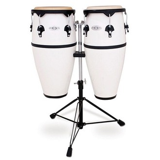 Toca Synergy Series Fiberglass 10/11" Conga Set With Stand In White 2300FWH
