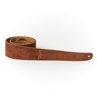 Taylor Embroidered 2.5" Suede Guitar Strap, Chocolate Brown