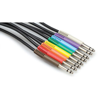 Hosa TTS830 Balanced Patch Cables, TT TRS to Same, Pack of 8, 1ft Long
