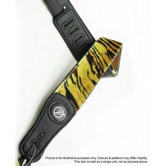 Vorson VMP260 Black Leather Guitar Strap w/Fur-fabric Tiger Pattern
