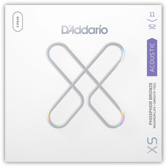 Daddario XS 11-52 Custom Light Coated Acoustic Guitar Strings 2-Pack
