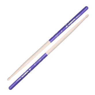 Zildjian 5A Purple DIP Drumsticks Hickory Purple DIP Finish Wood Oval Tip
