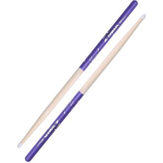 Zildjian 5A Nylon Purple DIP Drumsticks Hickory Purple DIP Finish Nylon Oval Tip
