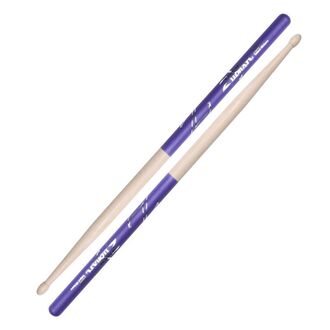Zildjian 5B Purple DIP Drumsticks Hickory Purple DIP Finish Wood Oval Tip