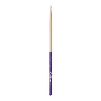 Zildjian 7A Nylon Purple DIP Drumsticks Hickory Purple DIP Finish Nylon Round Tip