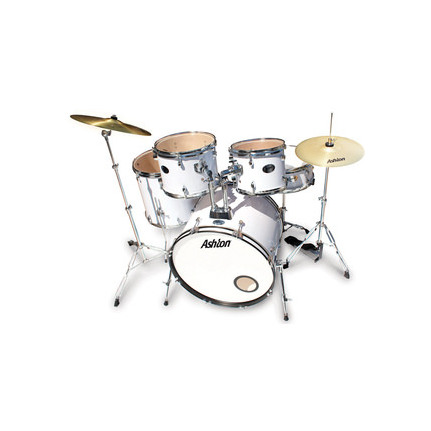 Ashton 22" White 5pc Drum Kit w/Hardware, Cymbals & Stool