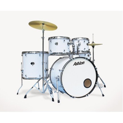 Ashton 20" White Drum Kit 5pc With Cymbals & Stool